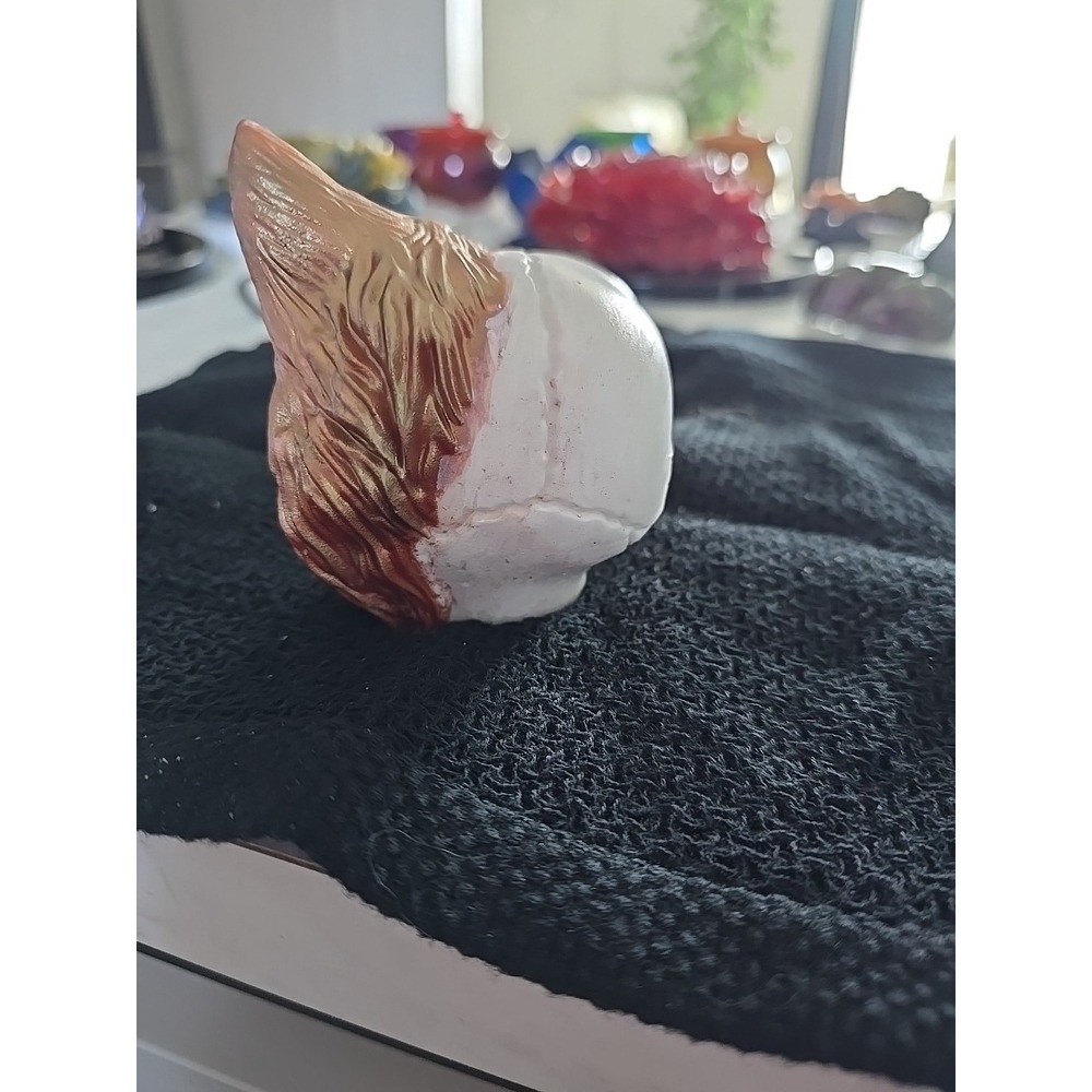 Handmade Wolf On Skull Decoration Gift Brown White. 599 - Picture 4 of 5